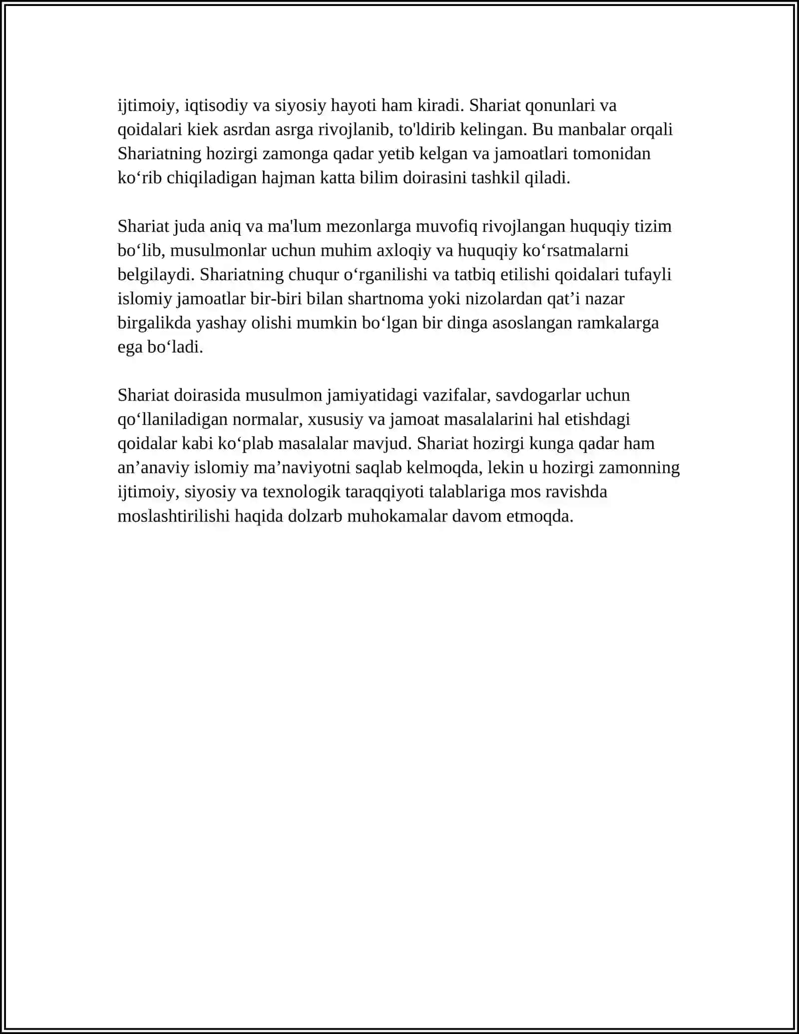 REFERAT Mavzu: ISLOMDAGI SHARIAT 4