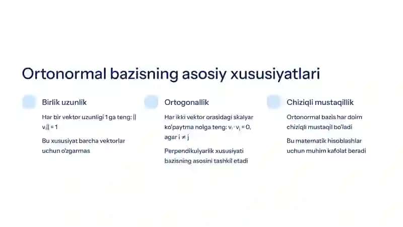 Yevklid fazosida ortonormal bazis qurish 4