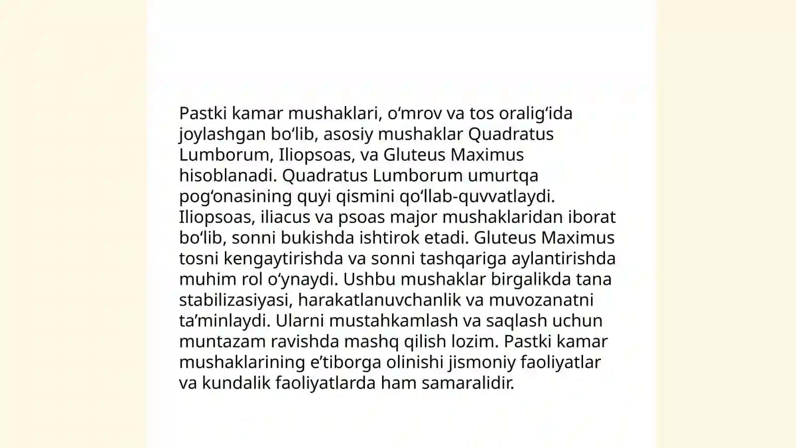 Yuqori va pastki kamar muskullari 4