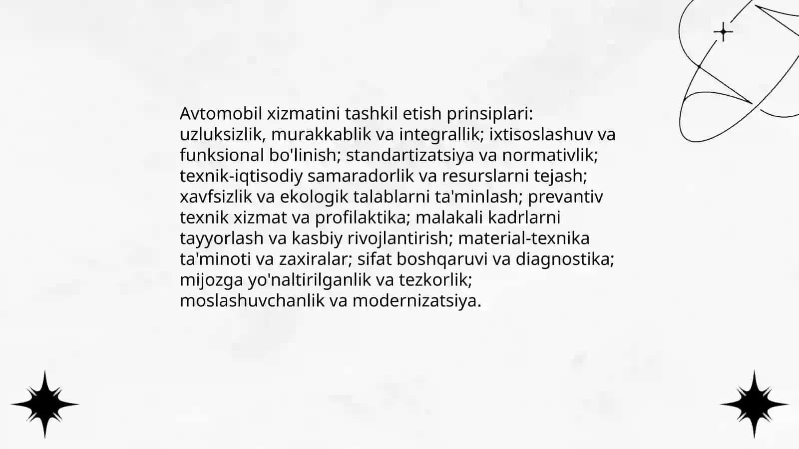 Avtomobil xizmatini vazifasi va uni tashkillashtirish 4