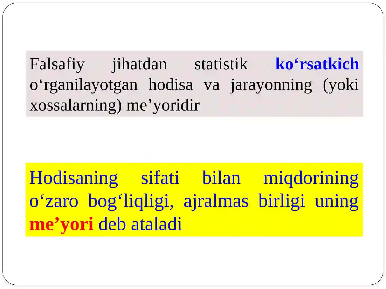 5-mavzu: STATISTIK KO’RSATKICHLAR 4