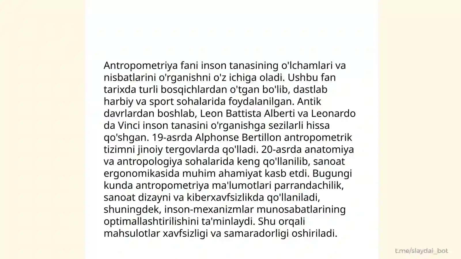 Inson antropometrik ko'rsatkichlari va xavfsizlik 4