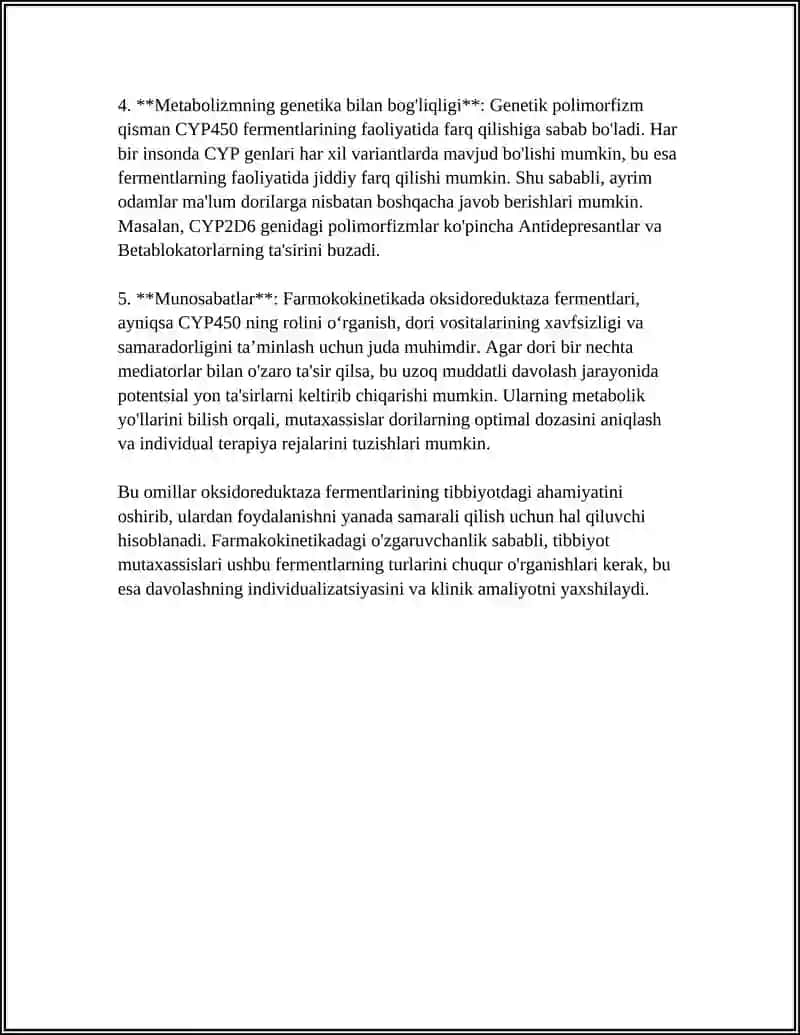 OKSIDOREDUKTAZA FERMENTINING TIBBIYOTDAGI AHAMIYATI 4