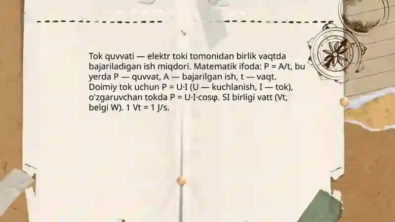 Tokning bajargan ishi va quvvati 4
