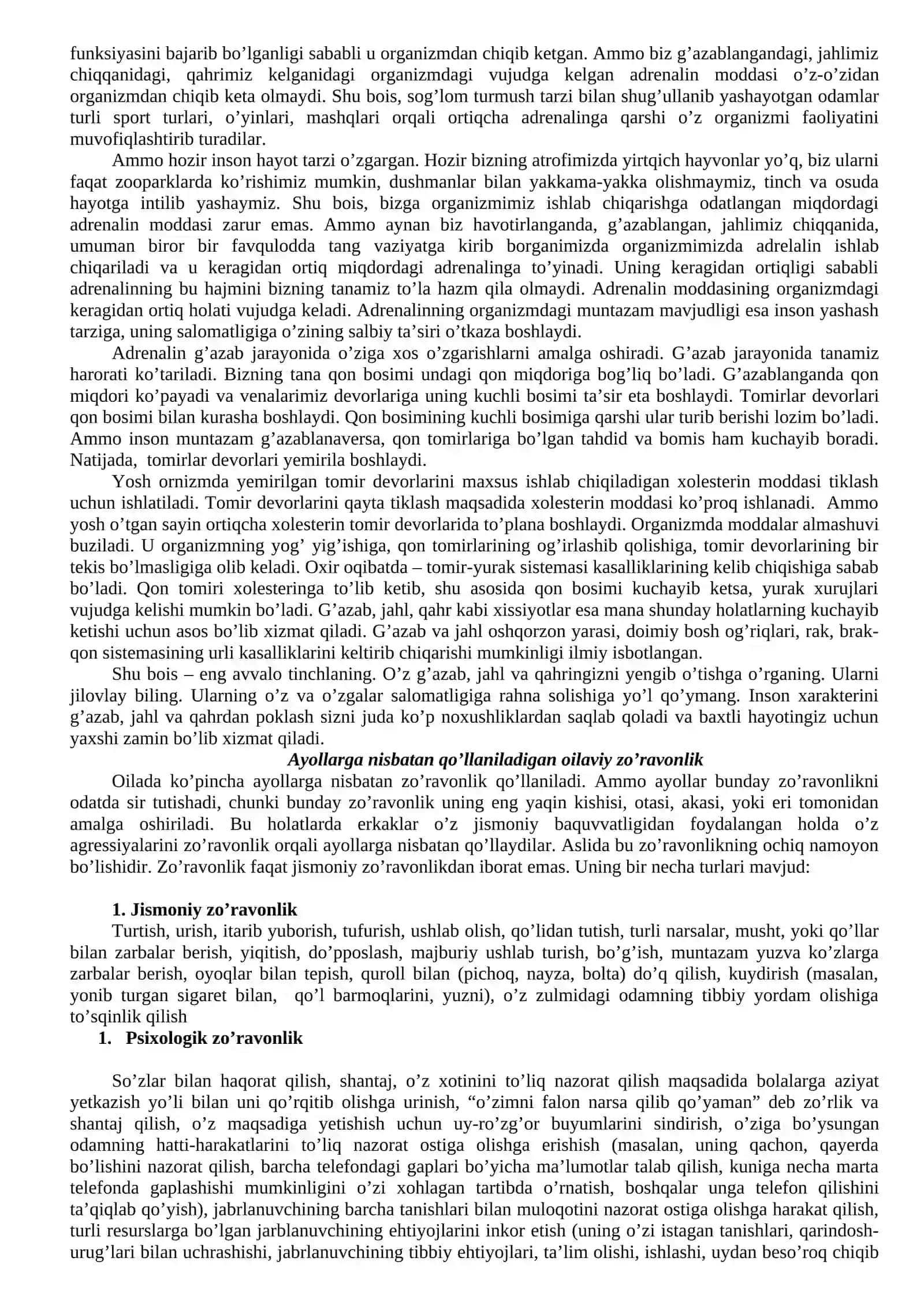 Agressiya va zo’ravonlik 4