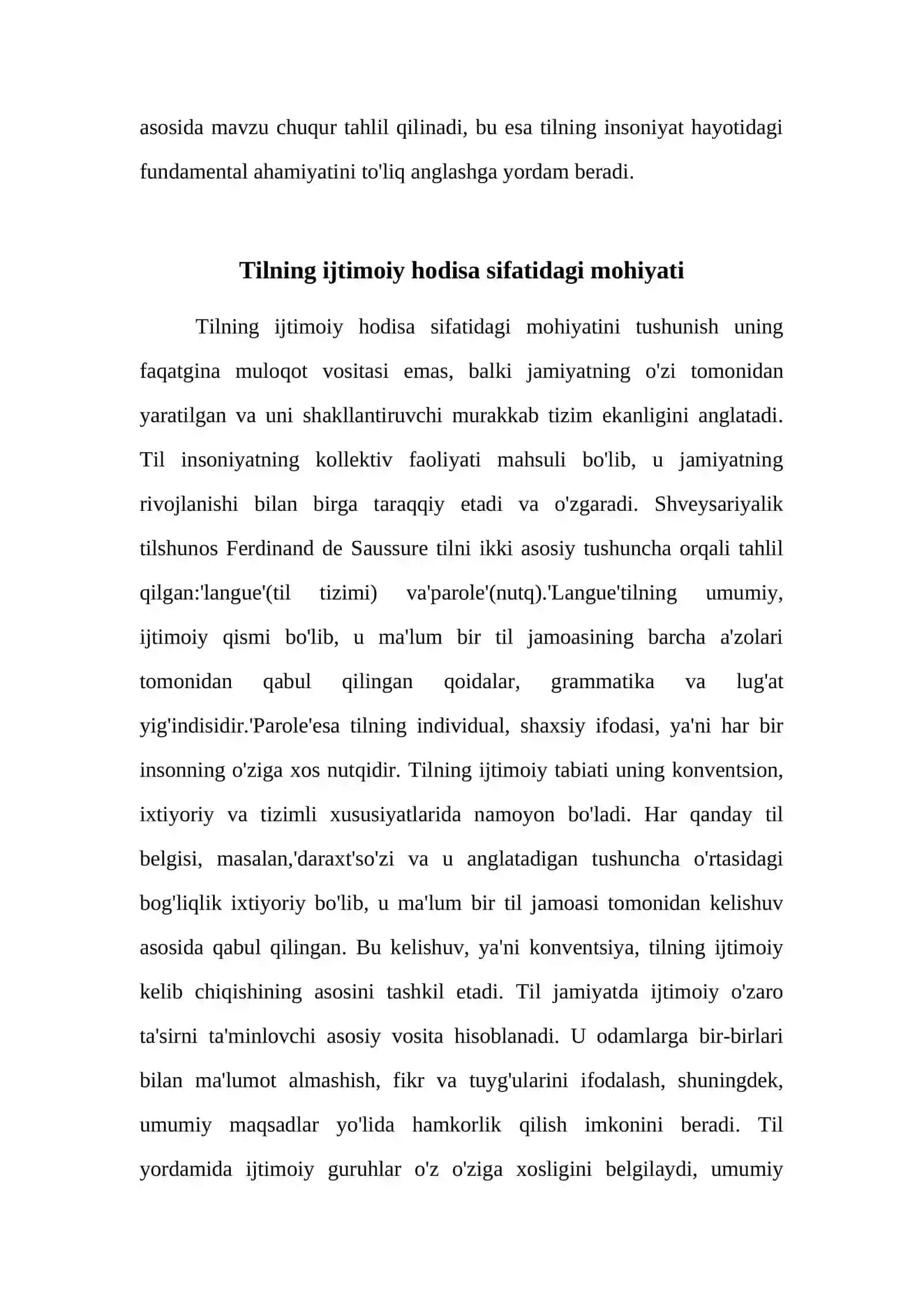 “Tilning jamiyatda tutgan o'rni. Til va tafakkur, til va madaniyat munosabati” 4