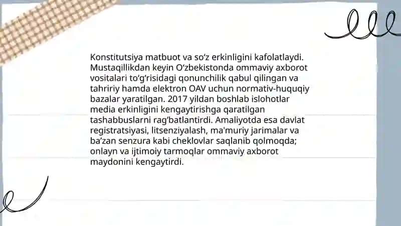 O'zbekiston Respublikasida ommaviy axborot vositalarining faoliyati 4