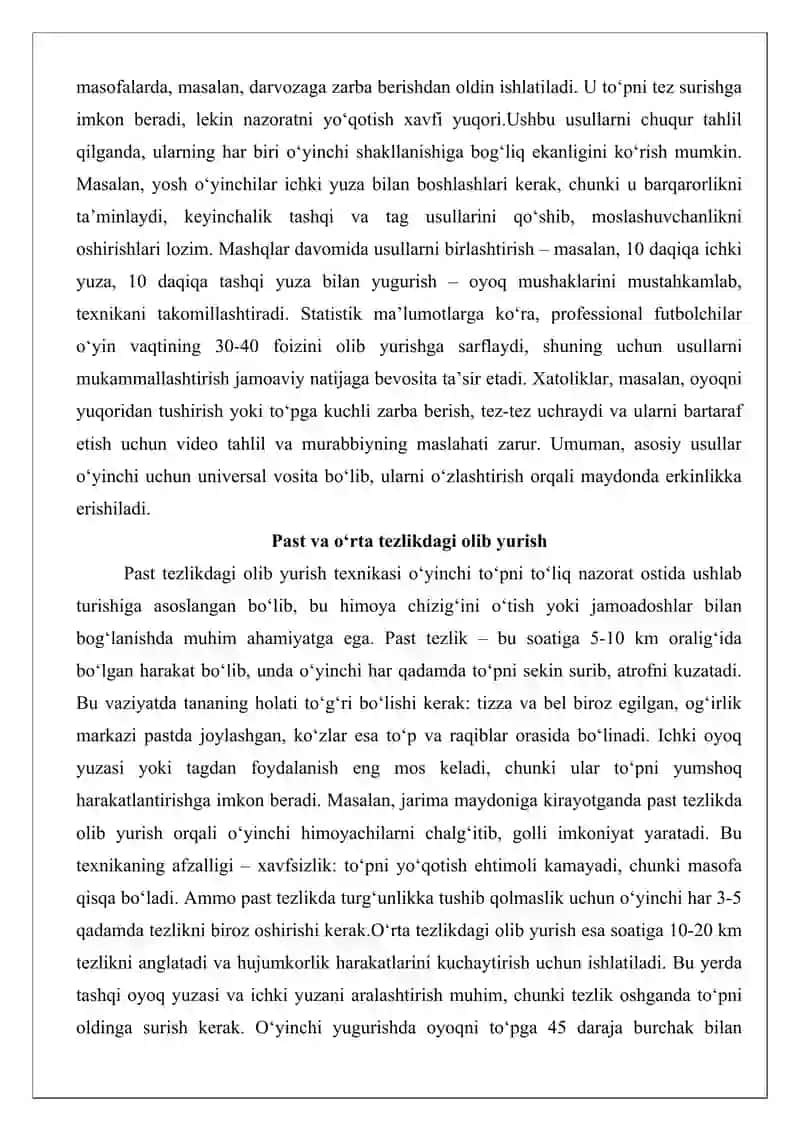 To‘pni olib yurish, to‘xtatish va uzatish texnikasi 4