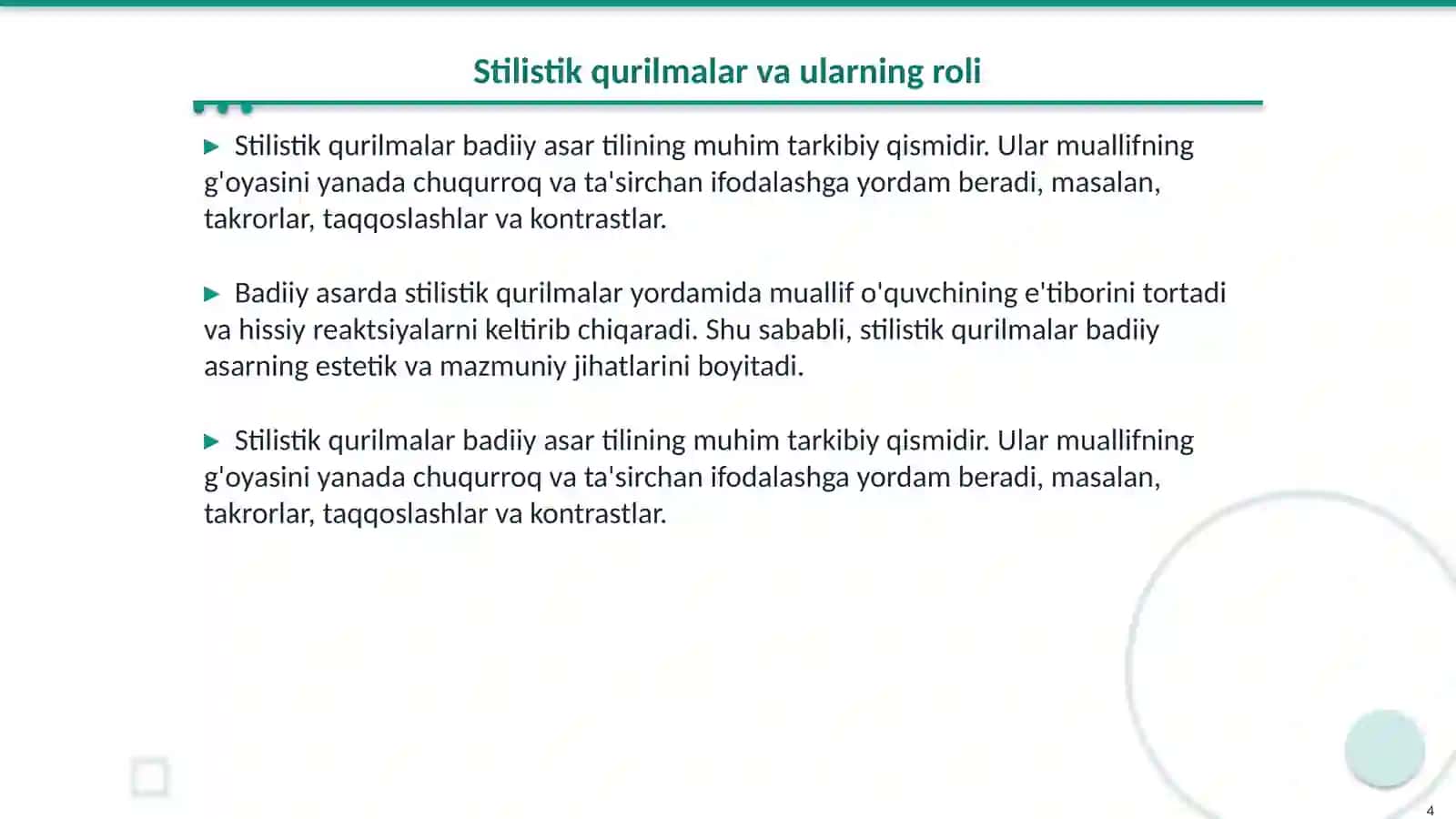 Badiiy asar tilining stilistik xususiyatlari 4