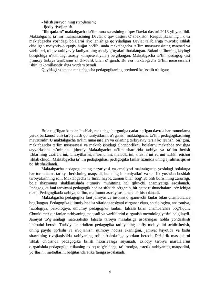 Maktabgacha pedagogika fanining umumiy asoslari 4