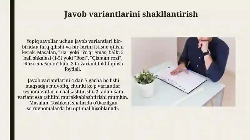 Anketa soʻrovini tayyorlash boʻyicha 4