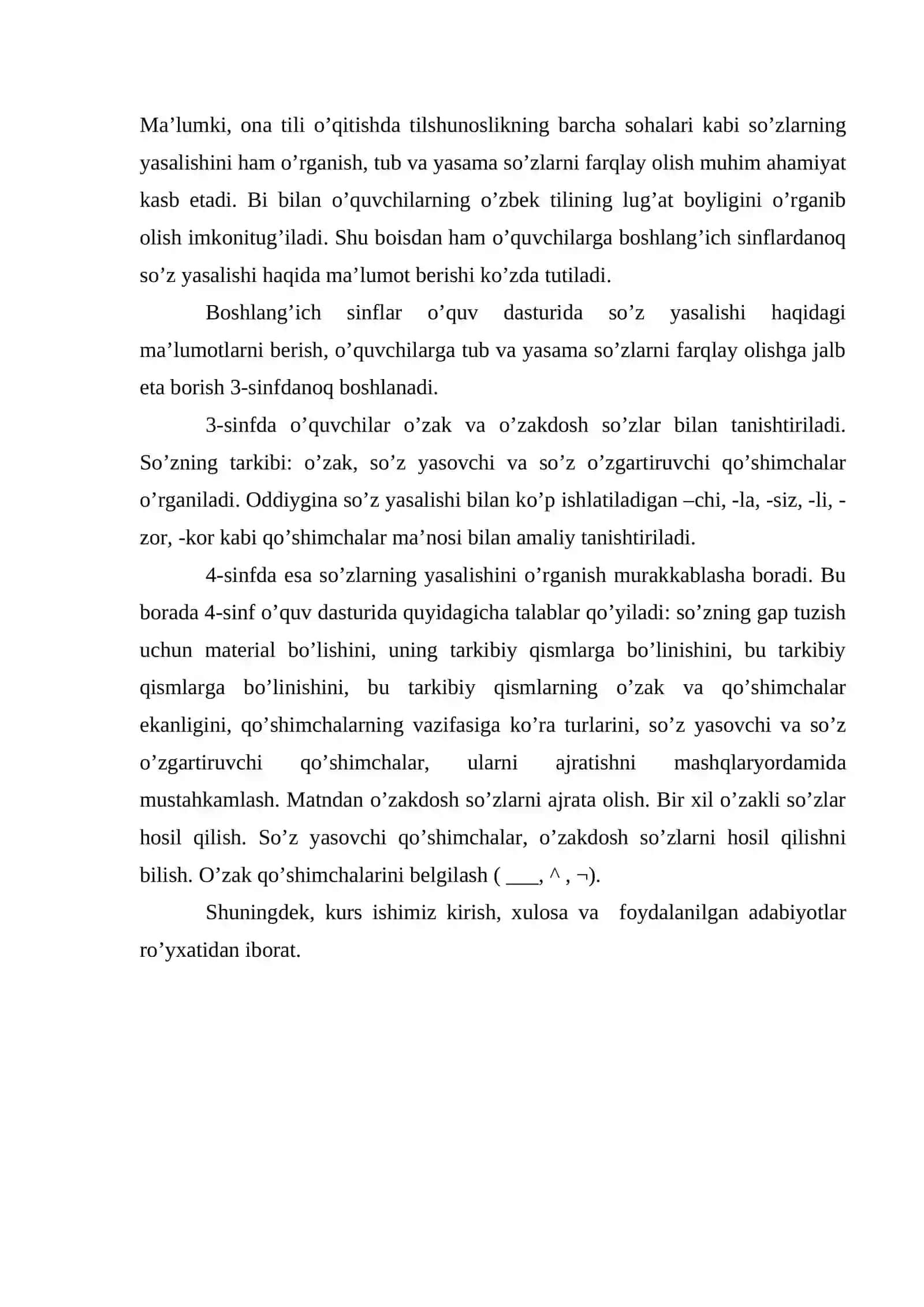 BOSHLANG’ICH SINFLARDA “SO’Z TARKIBI” MAVZUSINI O’RGATISH METODIKASI 4