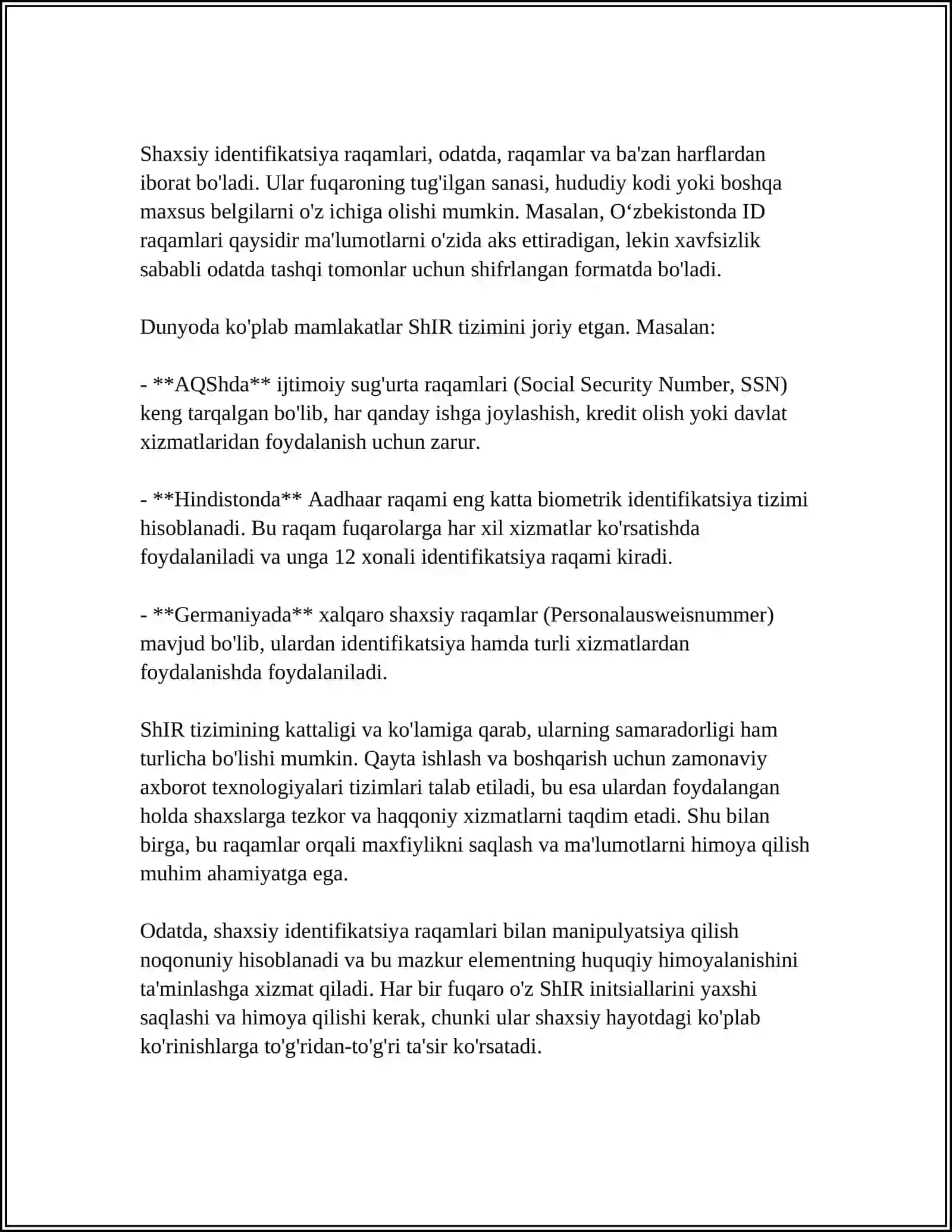 Shaxsiy identifikatsiya raqamlari 4