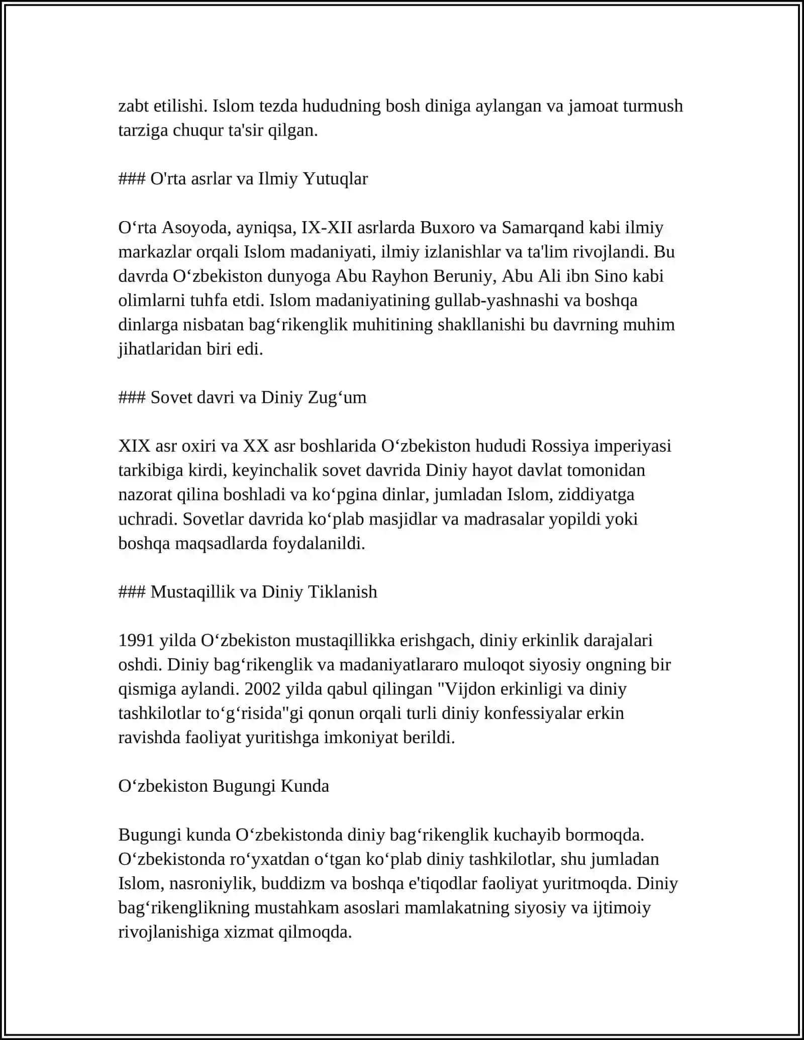 O'ZBEKISTONDA KONFERENSIYALARARO DINIY BAGʻRIKENGLIK 4