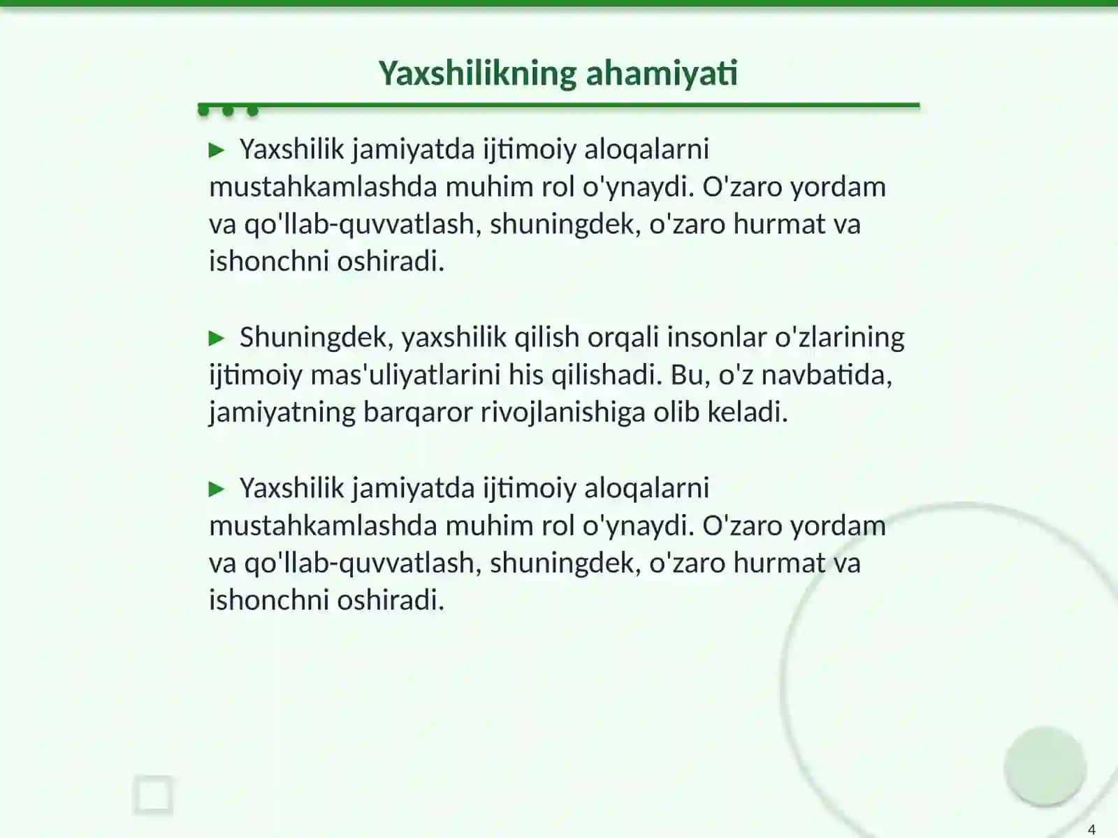 Bugun kimga yaxshilik qilding? 4