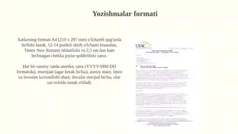Xizmat yozishmalari 4