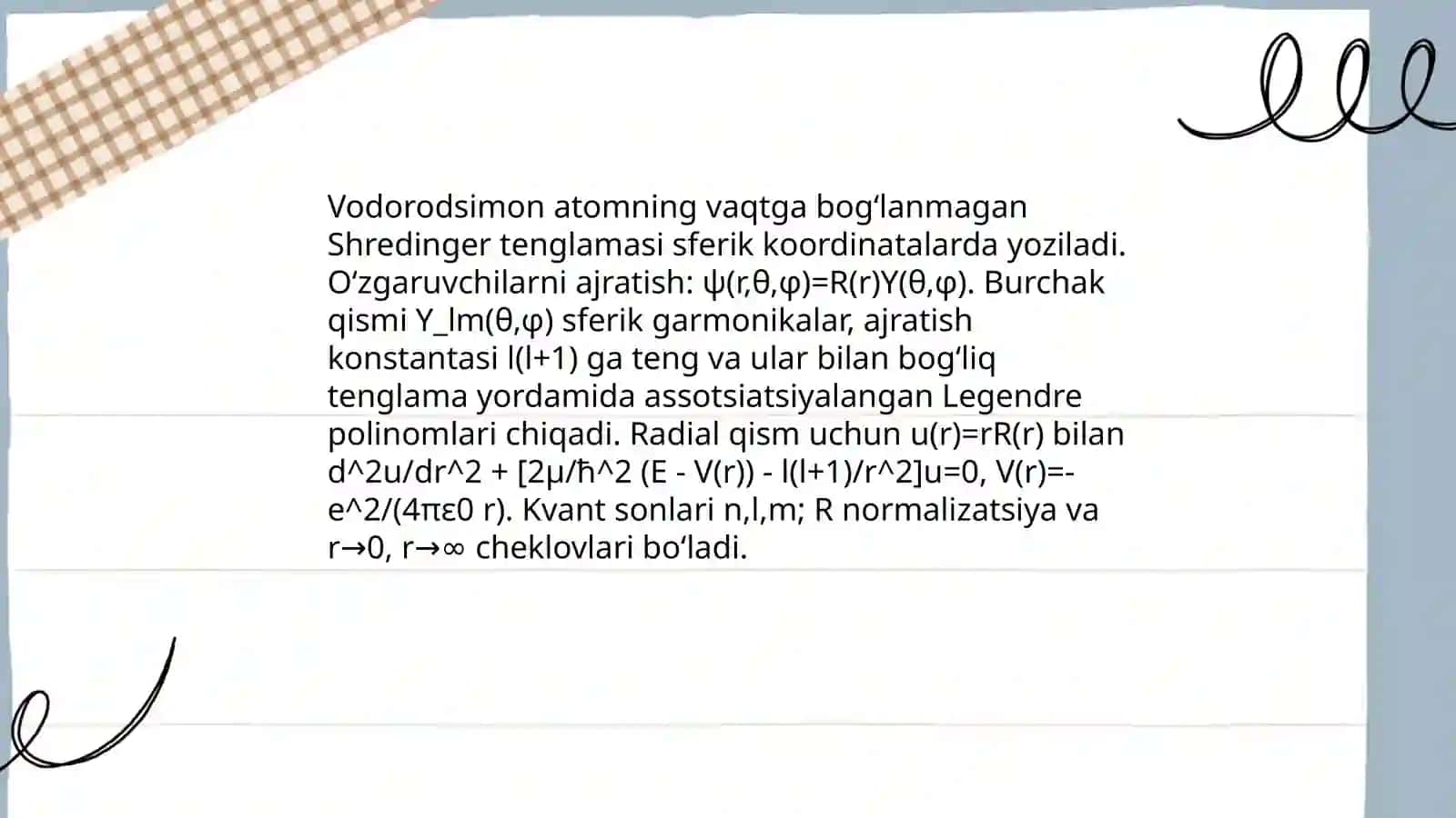 Vodorodsimon atom elektronining holat funksiyasi 4