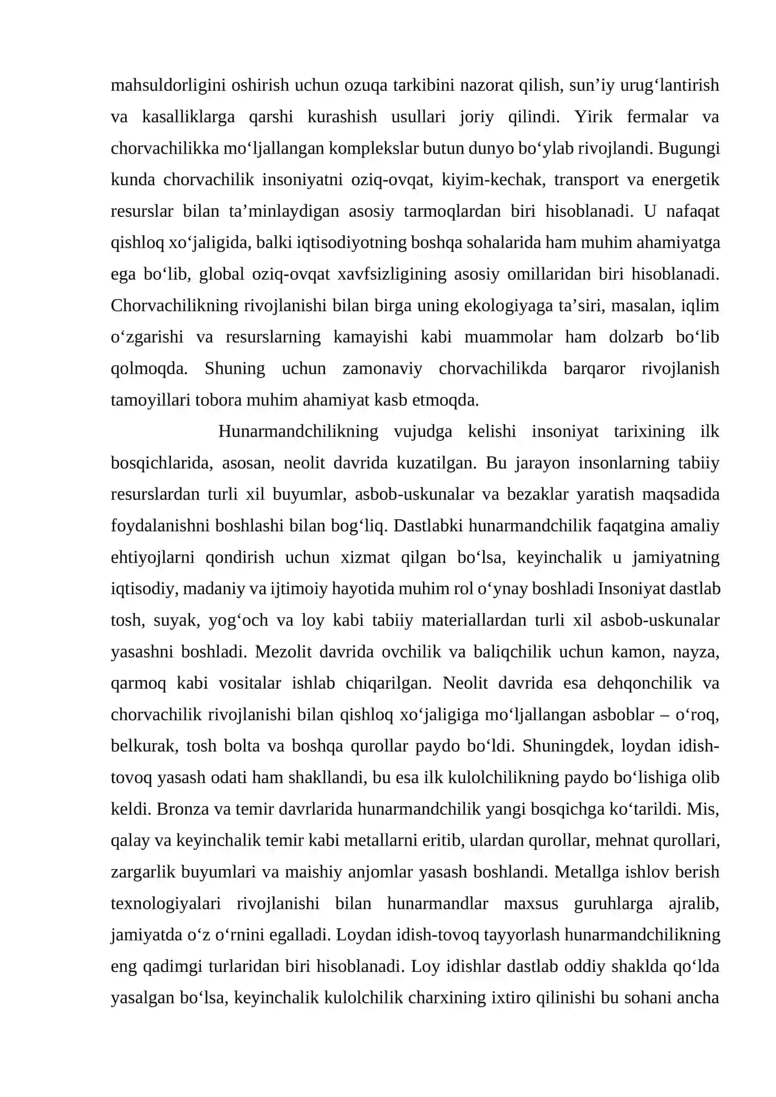 Dehqonchilik, chorvachilik va hunarmandchilikning vujudga kelishi 4