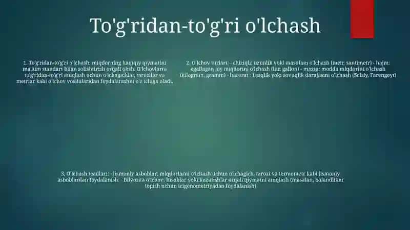 OʻLchash Turlari Va Usullari 4