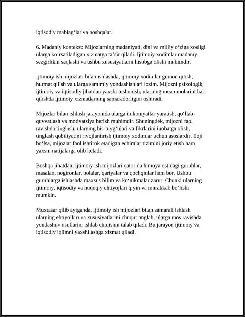 IJTIMOIY ISH MIJOZLARI 4