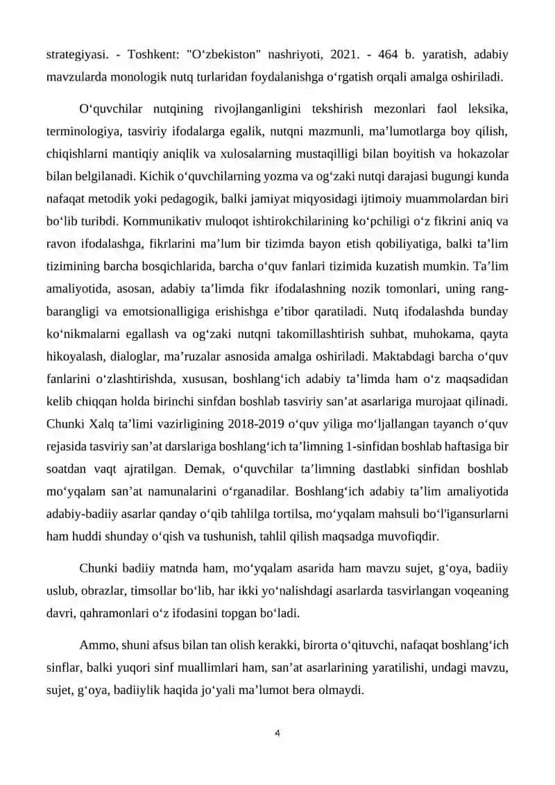 Boshlangʻich sinflarda rasmga qarab insho yozish yoʻllari mavzusi 4
