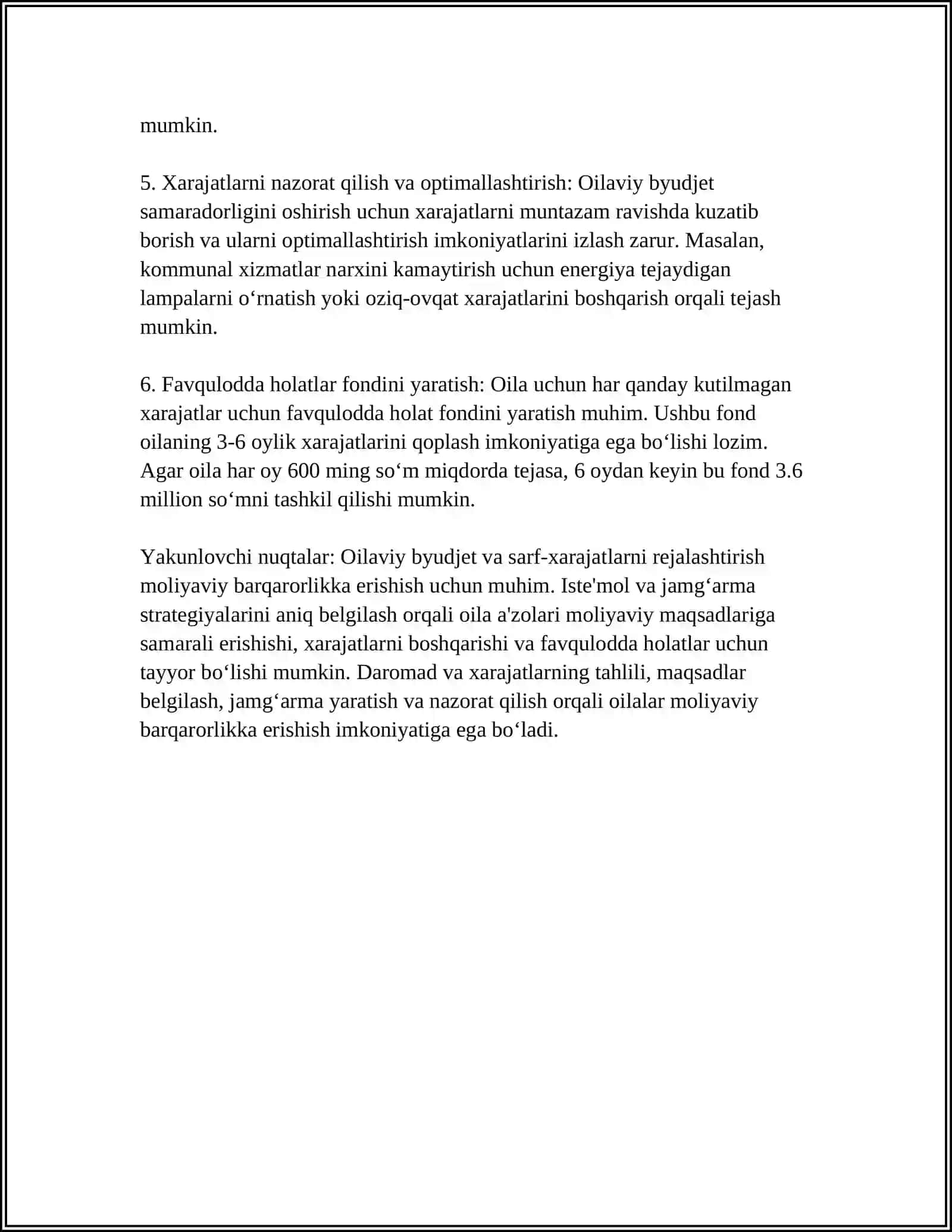ISTE’MOL, JAMG`ARMA VA INVESTITSIYALAR 4