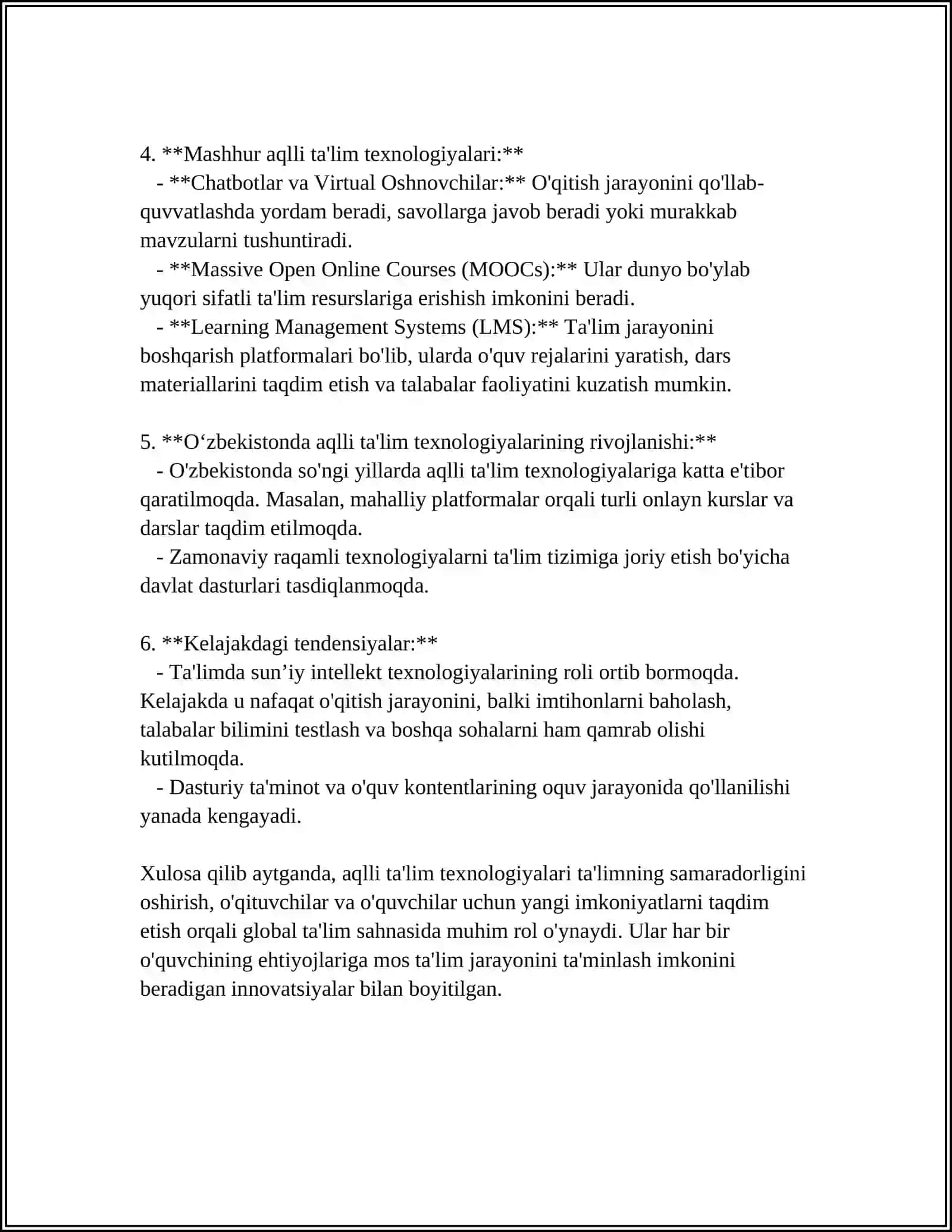 MUSTAQIL ISH Mavzu: PEDAGOGIK TEXNALOGIYALAR 4