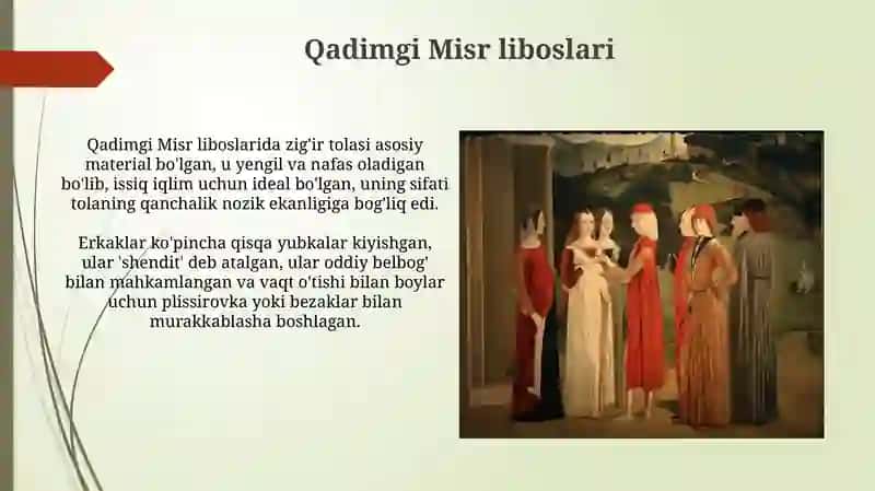 Kiyim-kechak tarixi haqida umumiy ma'lumot 4