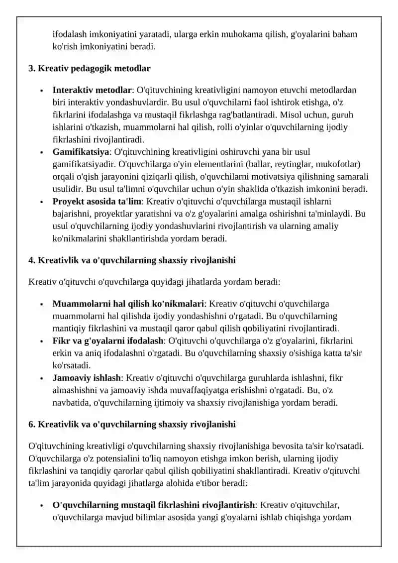 Innovatsion ta’lim muhitida o’qituvchining kreativligi 4