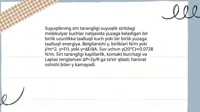 Suyuqlikning fizik xossalari 4