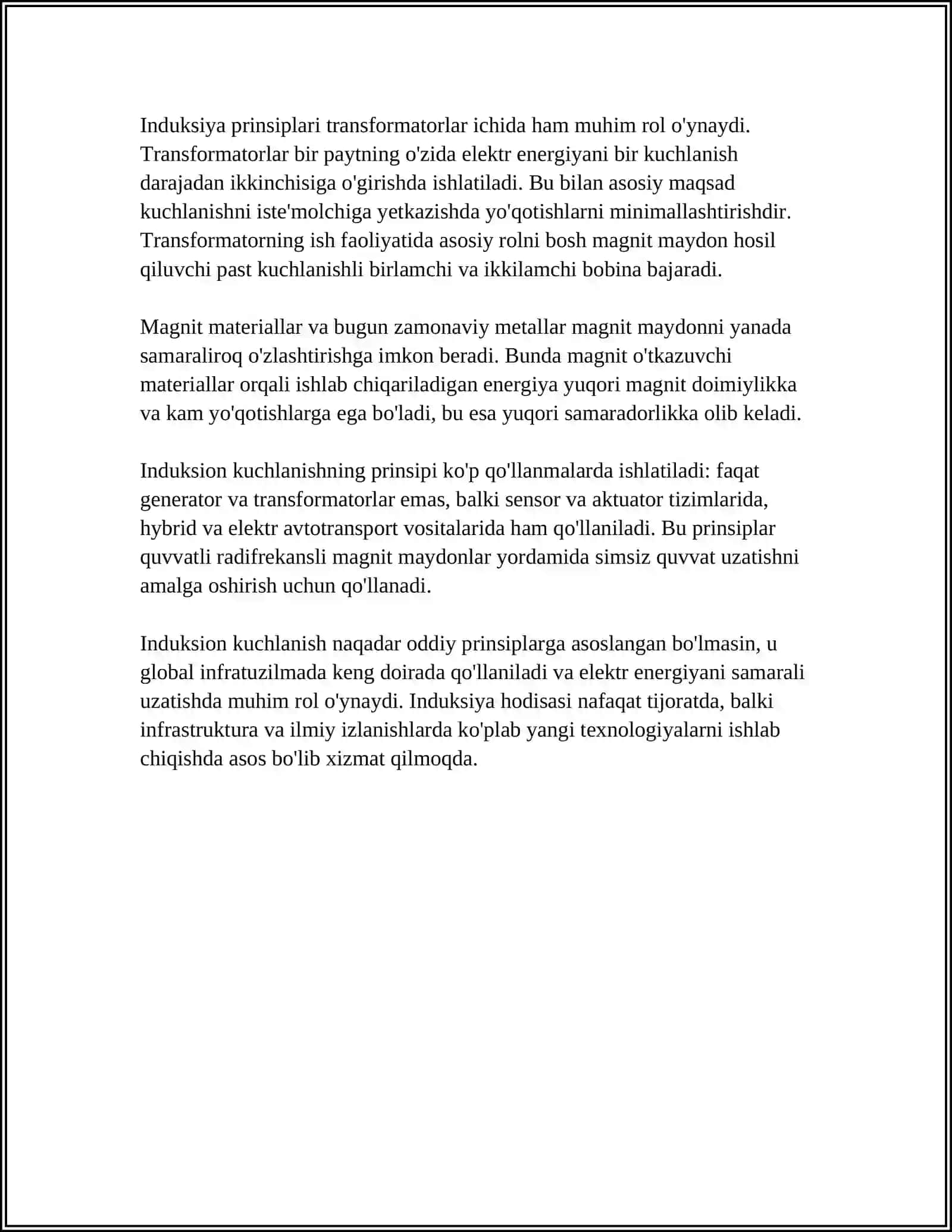 INDUKSION KUCHLANISH ROSTLAGICH 4