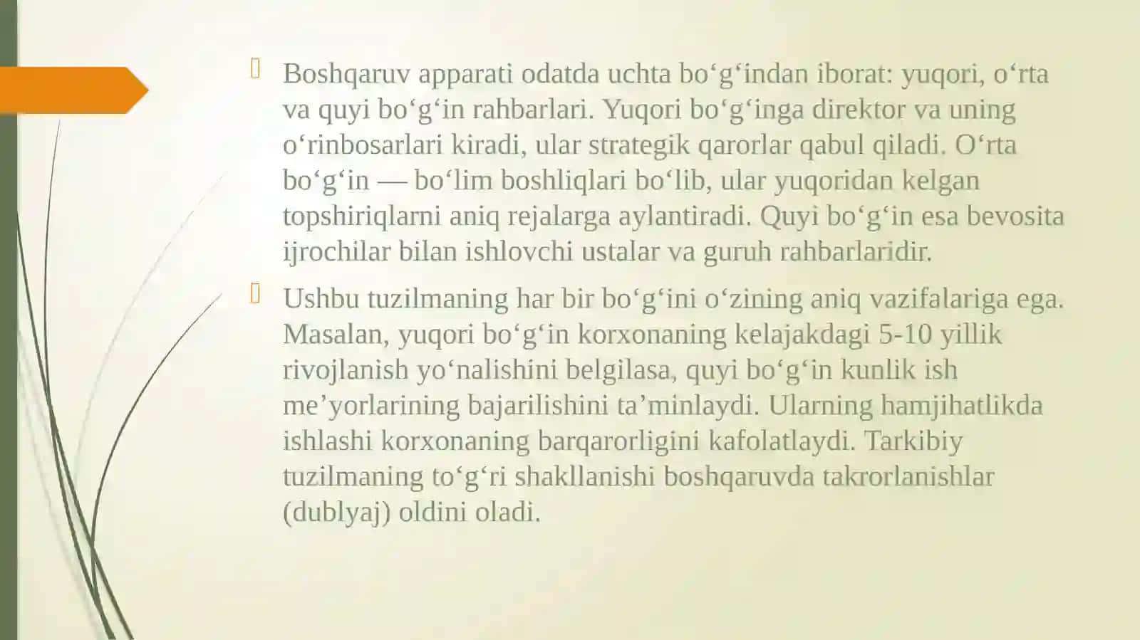 Korxona boshqaruv apparati va boʻlimlar faoliyati 4