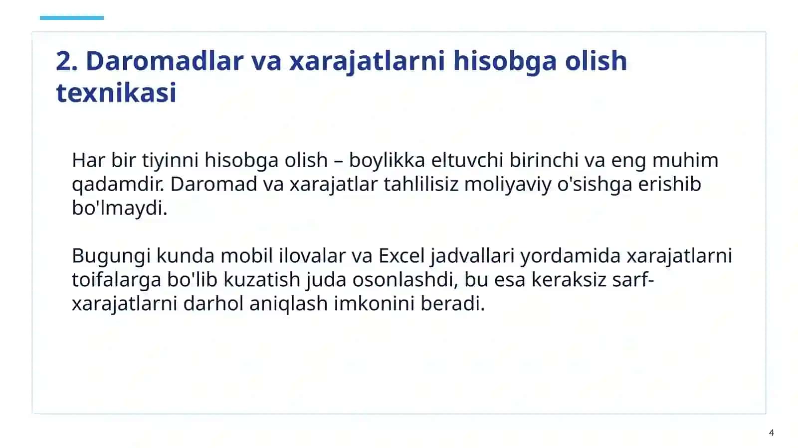 Shaxsiy moliyaviy rejalashtirish 4