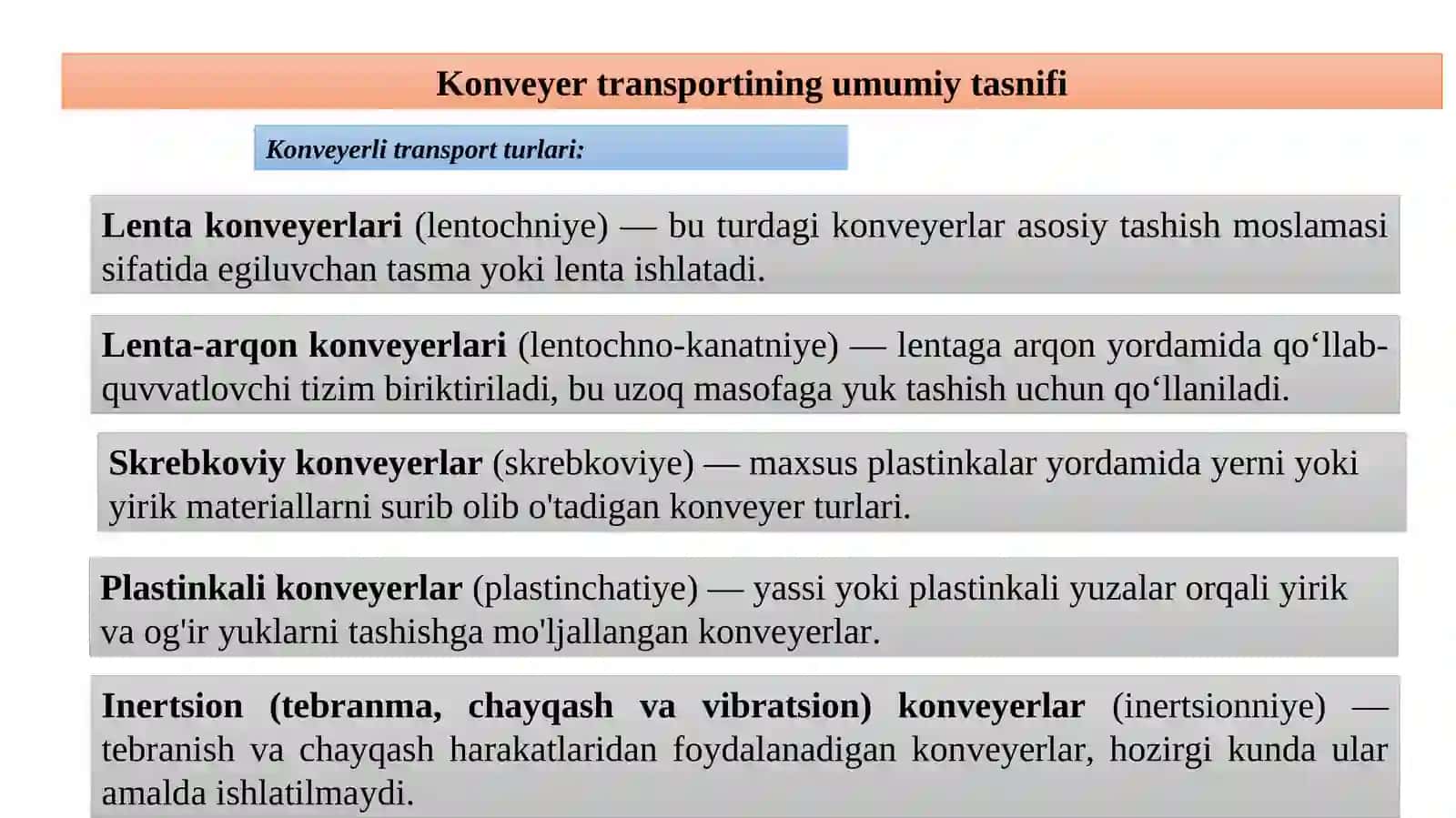 Konveyer Transporti Sxemalari va ularning Ishlatilish Ko‘lami 4