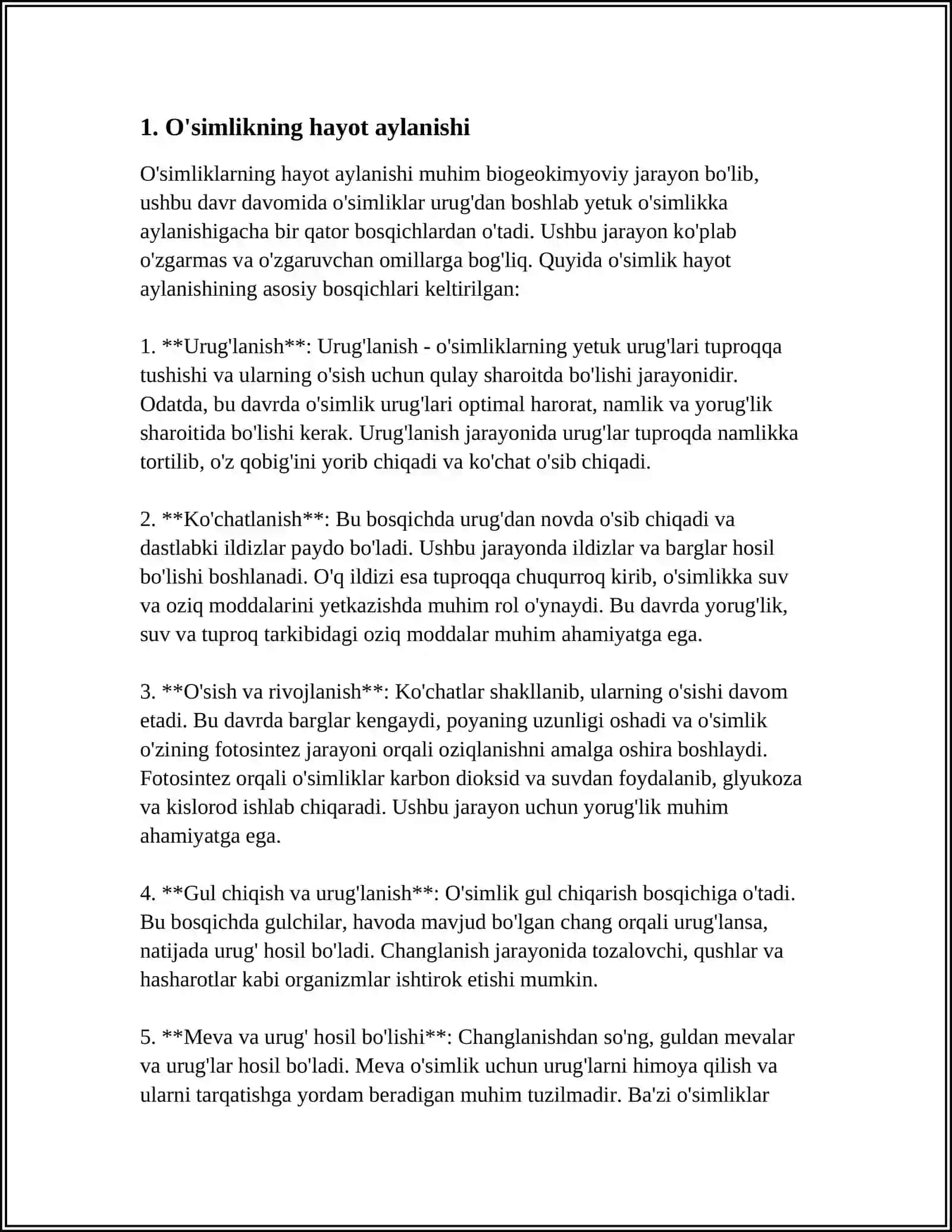 O’SIMLIKLARNING GULLASH DAVRI,CHANGLANISH,URUG’LANISHINI O’RGANISH 4