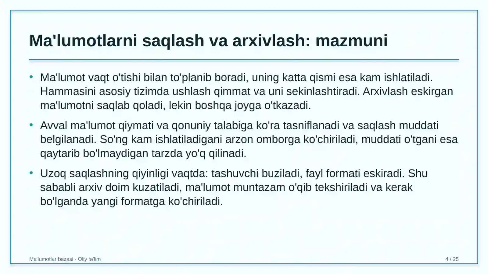 Kiyim-kechak do'konlarida ma'lumotlarni saqlash va arxivlash 4