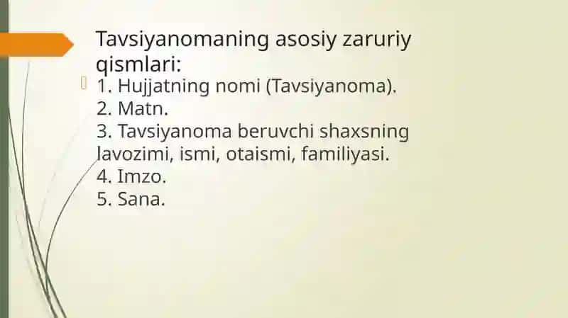 Tavsiyanomaning yozilish tartibi 4