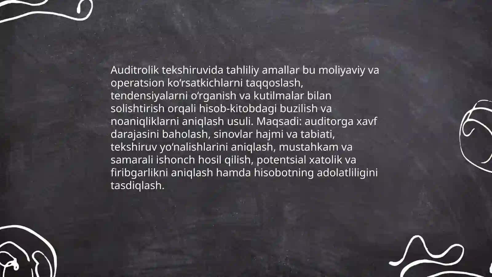 Auditrolik tekshiruvida tahlily amallar 4