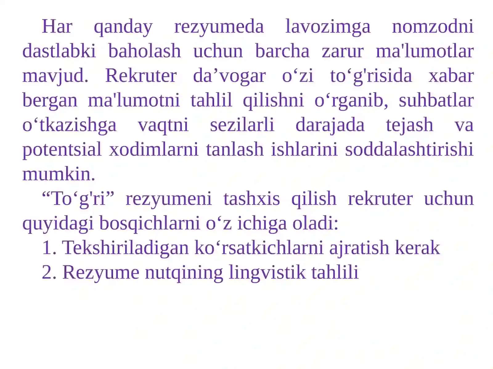 REKRUTMENT TEXNOLOGIYA VA VOSITALARI 4