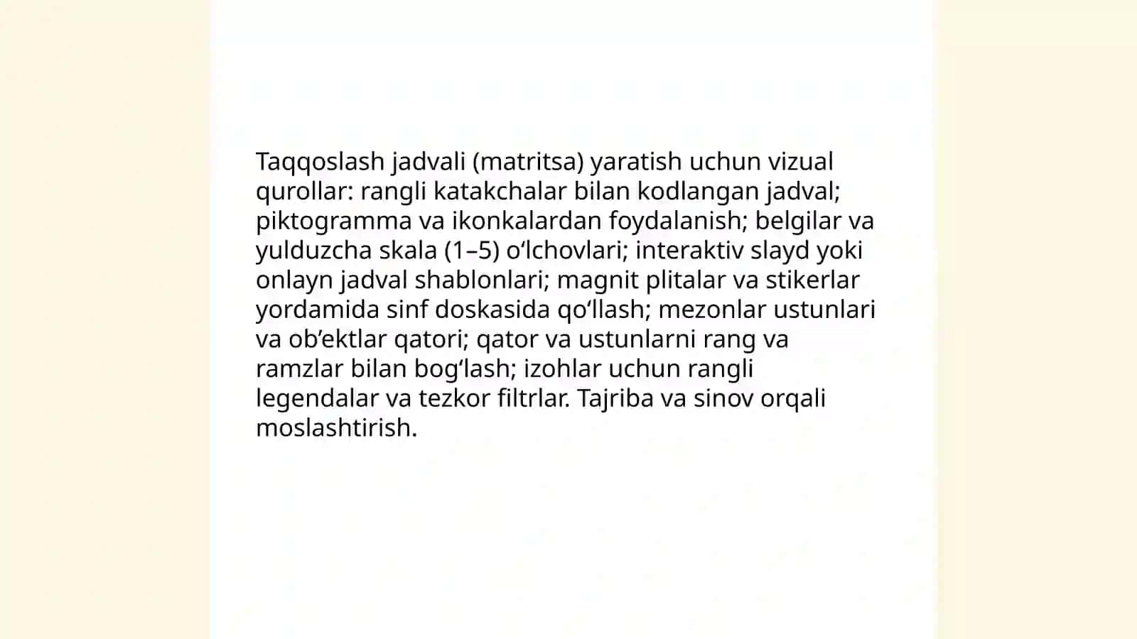 Taqqoslash, Analiz va Sintez 4