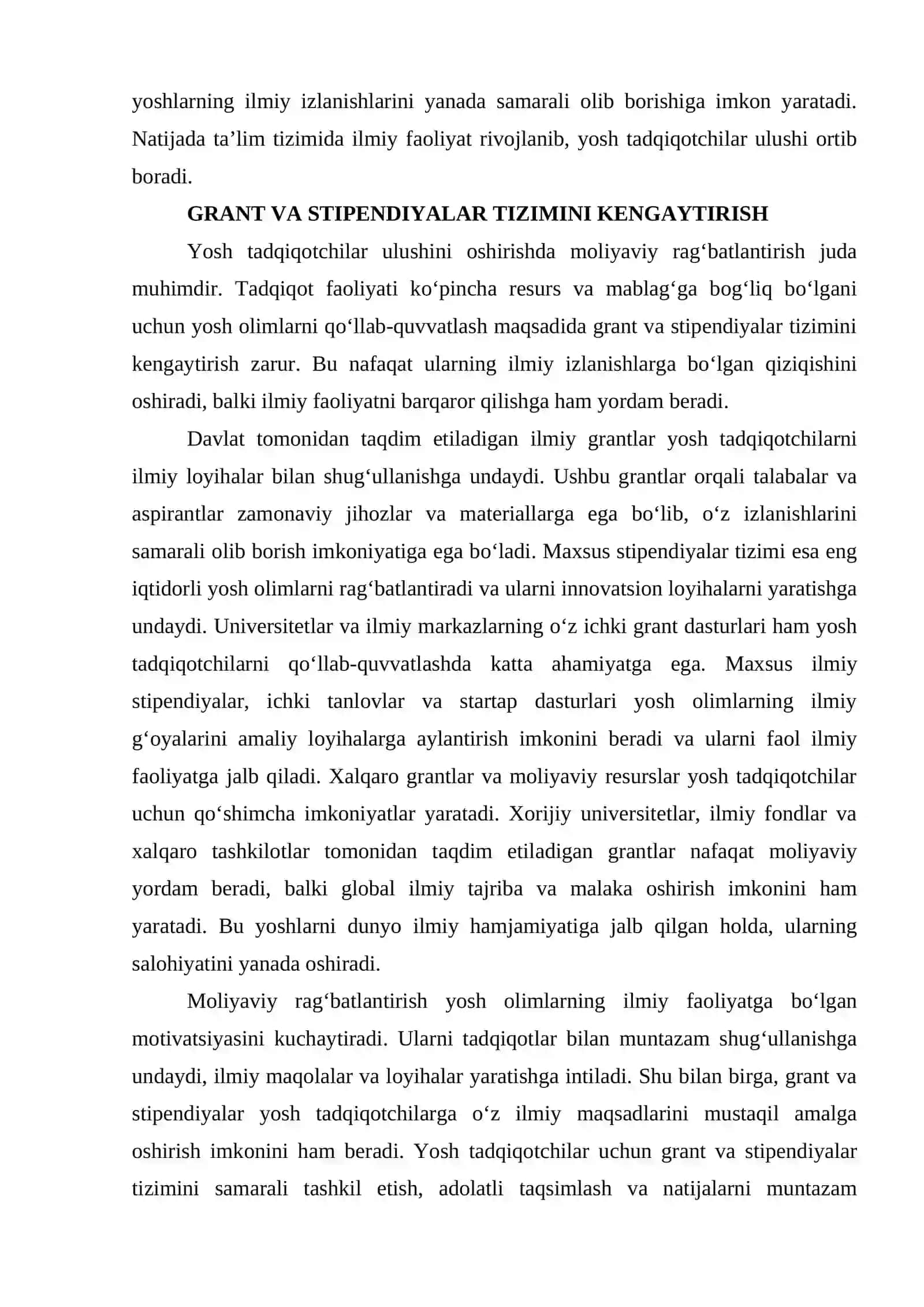 YANGI O‘ZBEKISTONDA YOSH TADQIQOTCHILARNING ULUSHINI OSHIRISH USULLARI 4