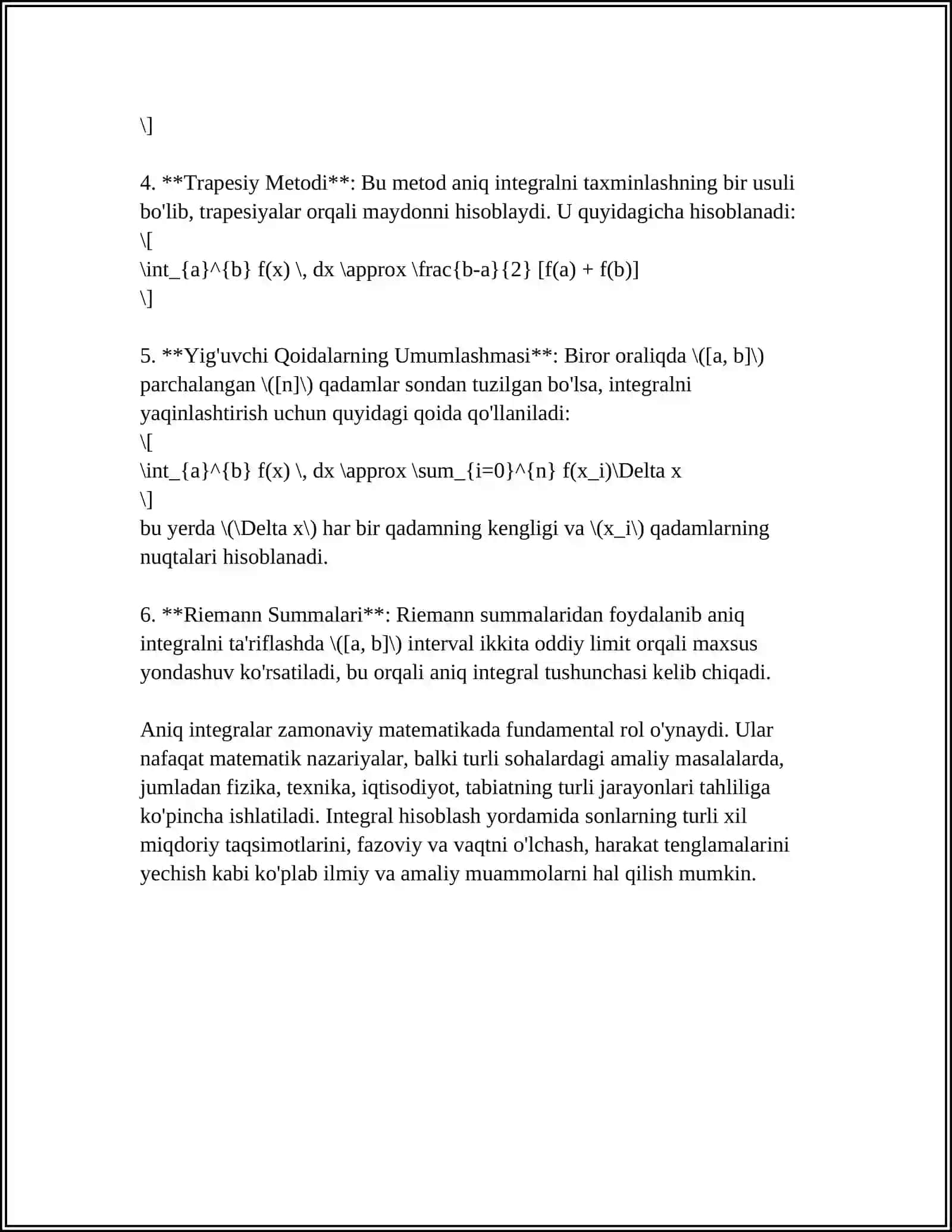 ANIQ INTEGRALNING TADBIQLARI 4