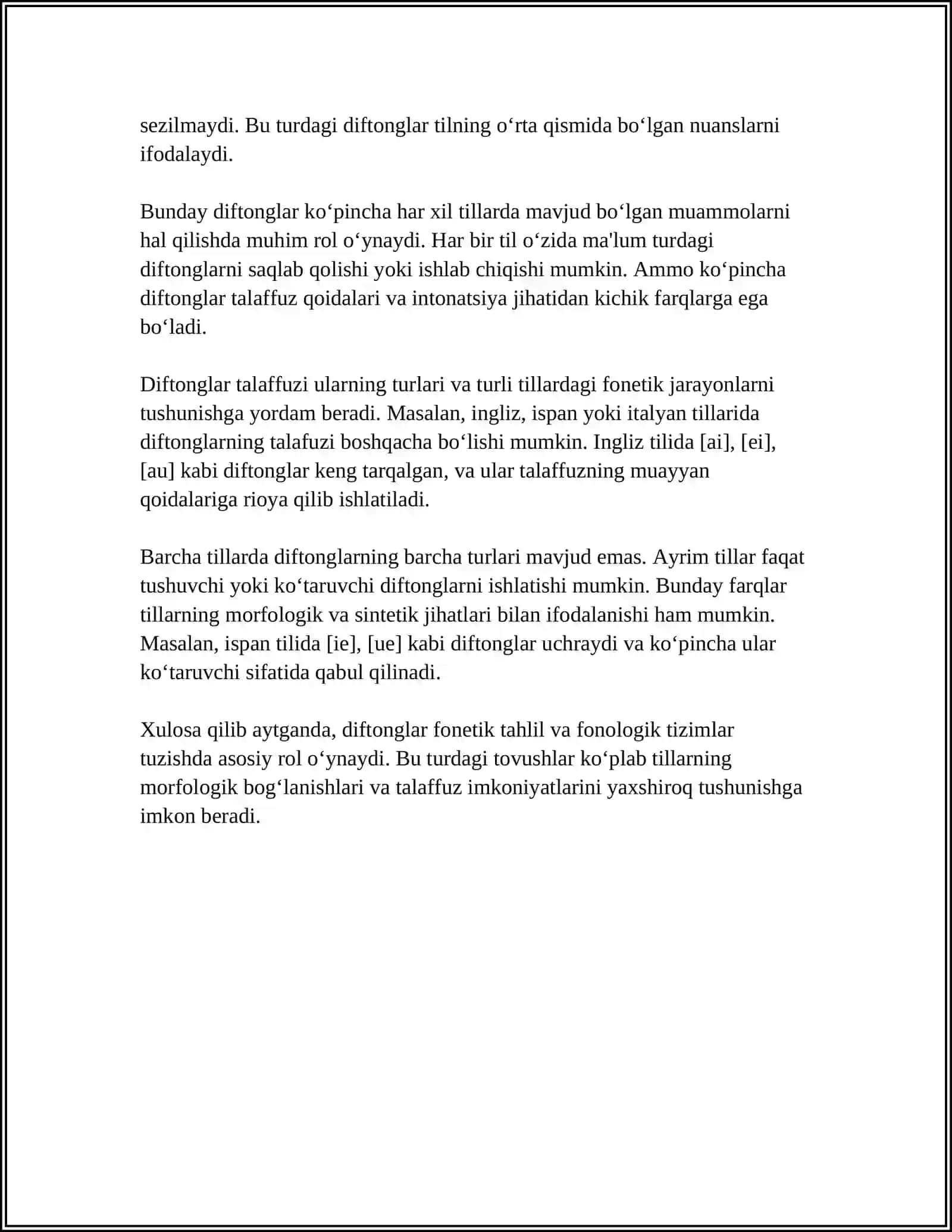 DIFTONG VA DIAFRAGLAR HARF BIRIKMALARINING OʻQILISH XUSUSSIYATI 4