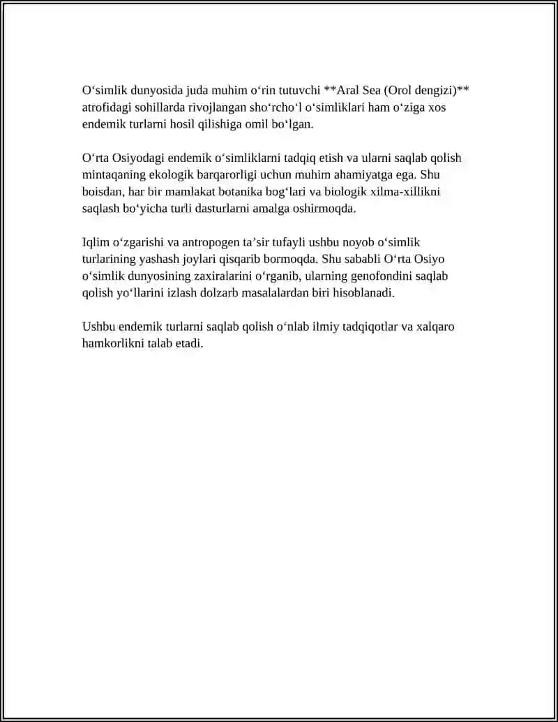 O'RTA OSIYO ENDEMIK ORGANIZMLARI 4