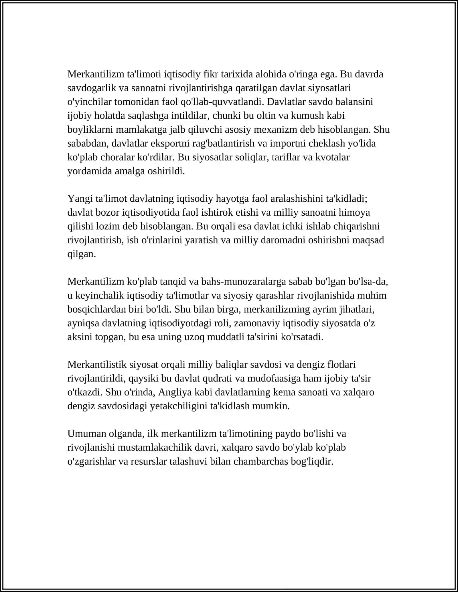 ILK MERKANTILIZM TALIMOTI VA UNING NAMOYODLARI 4