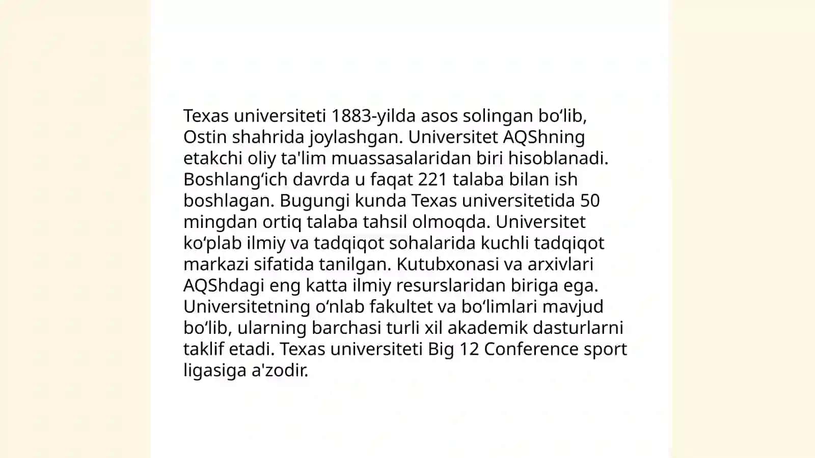 Texas Universitetining Ta'lim Dasturlari 4