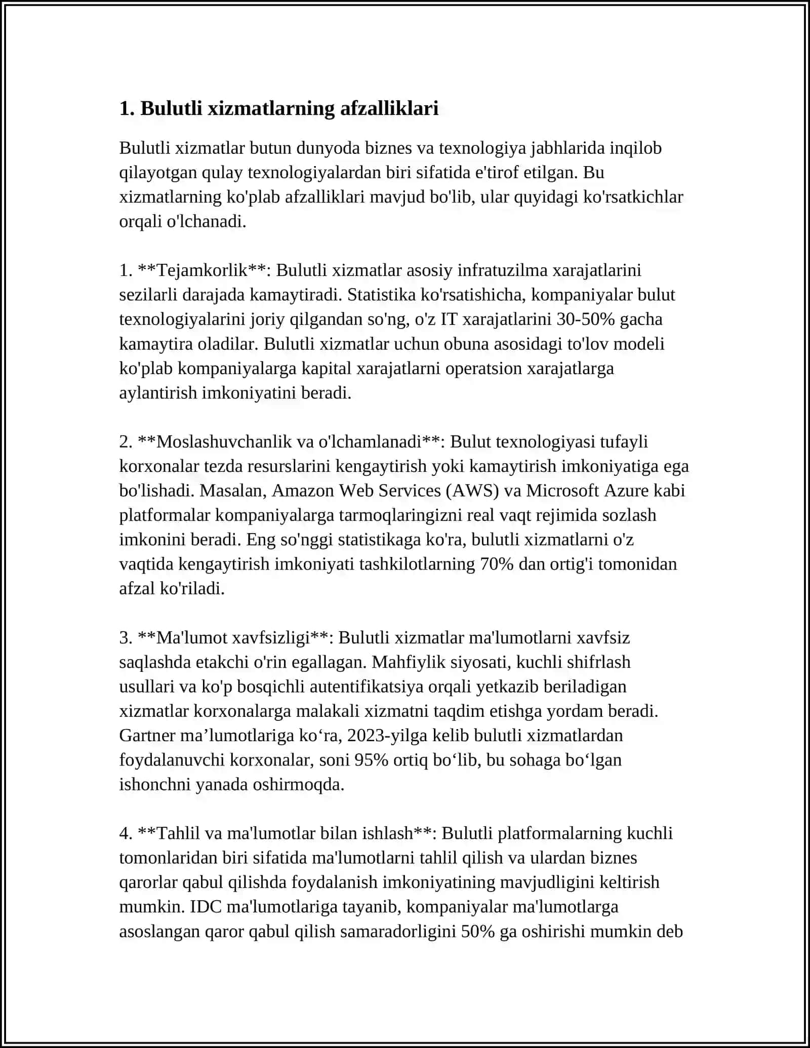 BULUTLI XIZMAT KO`RSATISH PLATFORMALARINING QIYOSIY TAHLILI 4