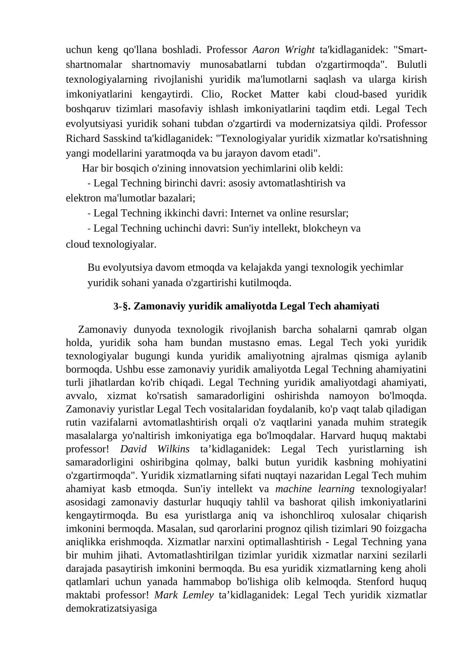 LEGAL TECH TUSHUNCHASI VA UNING ZAMONAVIY YURIDIK AMALIYOTDAGI O‘RNI 4