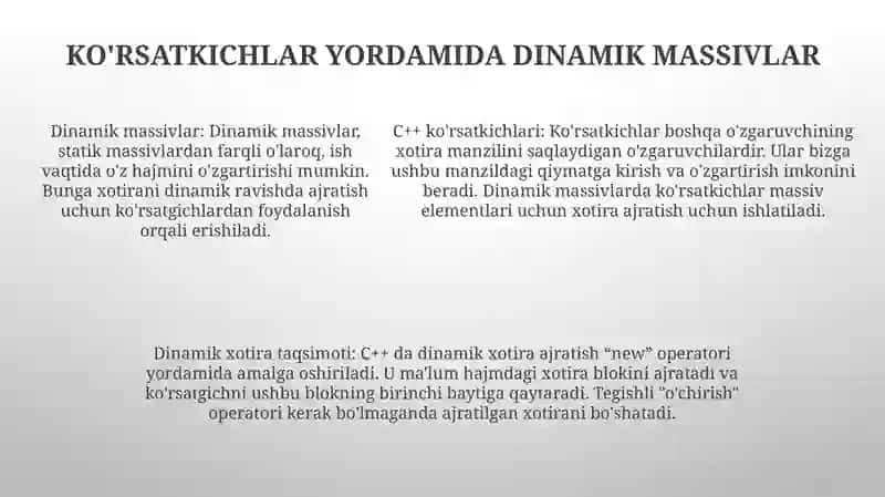 C++ Tilida Ko'Rsatkichlar Va Dinamik Massivlar 4