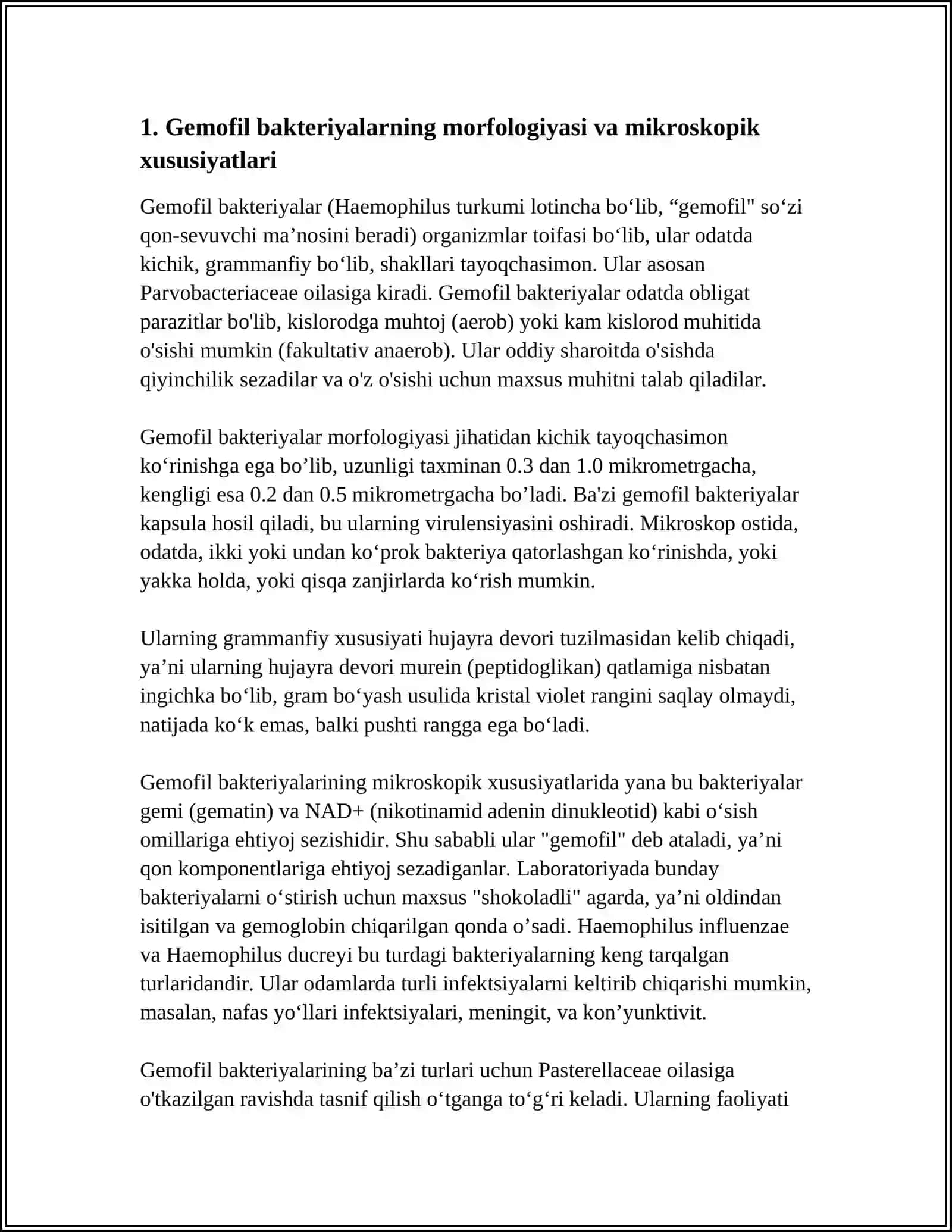 GEMOFIL BAKTERIYALAR ( INFLYUENSA TAYOQCHASI, YUMSHOQ SHANKR QO`ZG`ATUVCHISI ) ULARNI AMALIYOTDAGI AHAMIYATI, DIAGNOSTIKASI 4